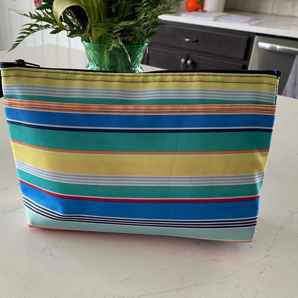 Thirty One Travel Colorful Striped Zippered Bag